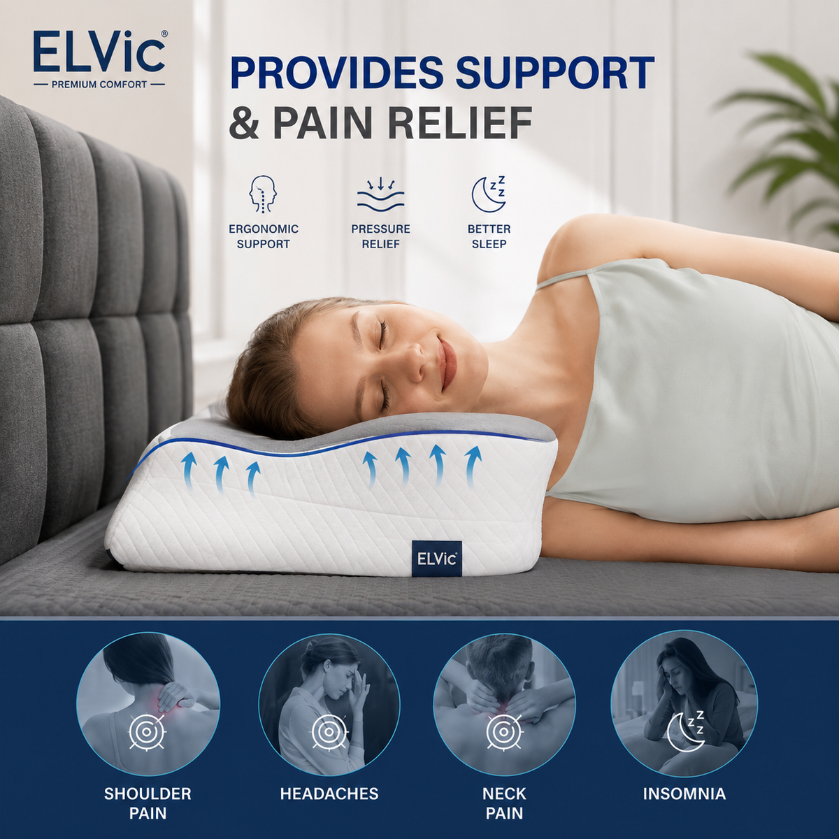ELVic™ ErgoCloud Cervical Memory Foam Pillow
