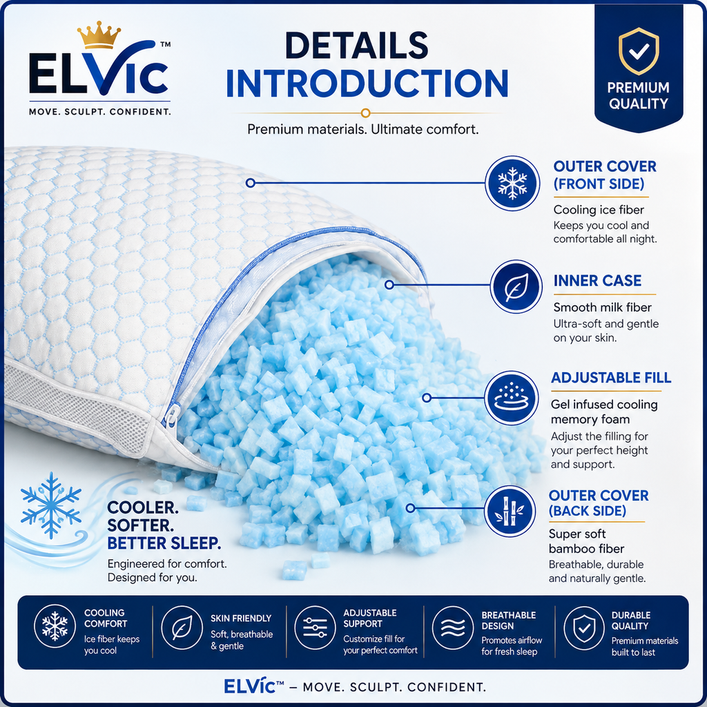 ELVic™ ArcticCloud Adjustable Cooling Memory Foam Pillow