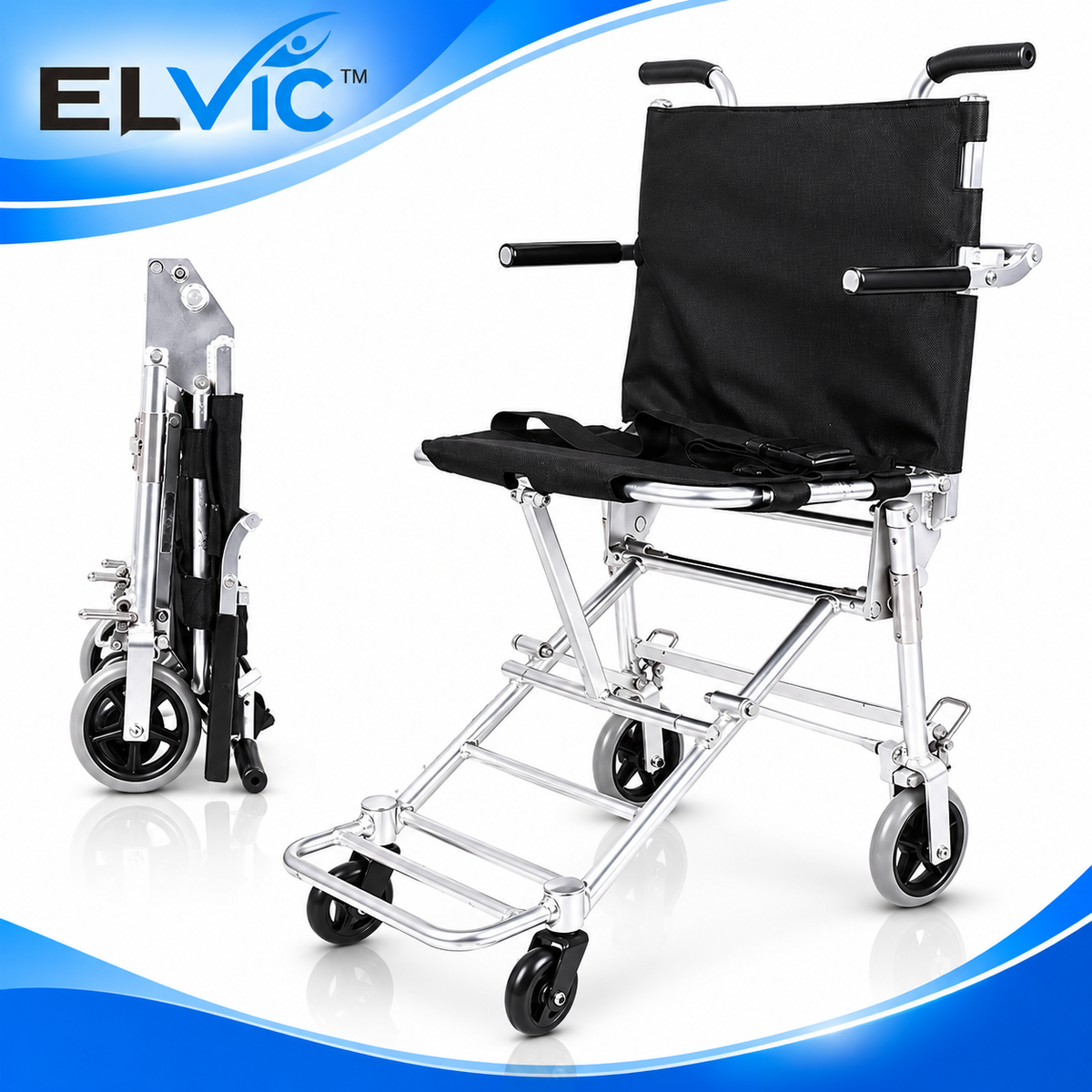 ELVic™ Lightweight Foldable Transport Wheelchair
