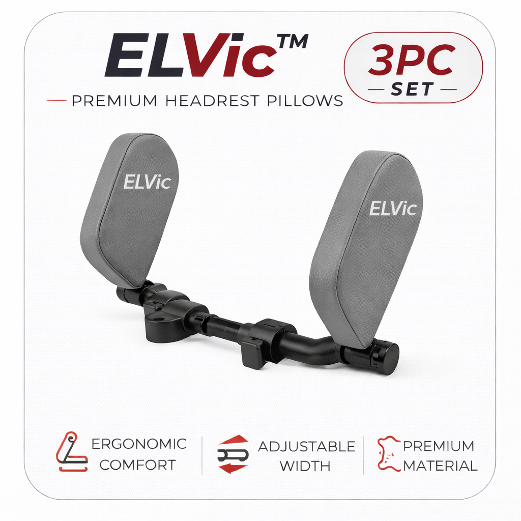 ELVic™ Adjustable Car Neck Support Pillow – Headrest for Driving & Travel Comfort