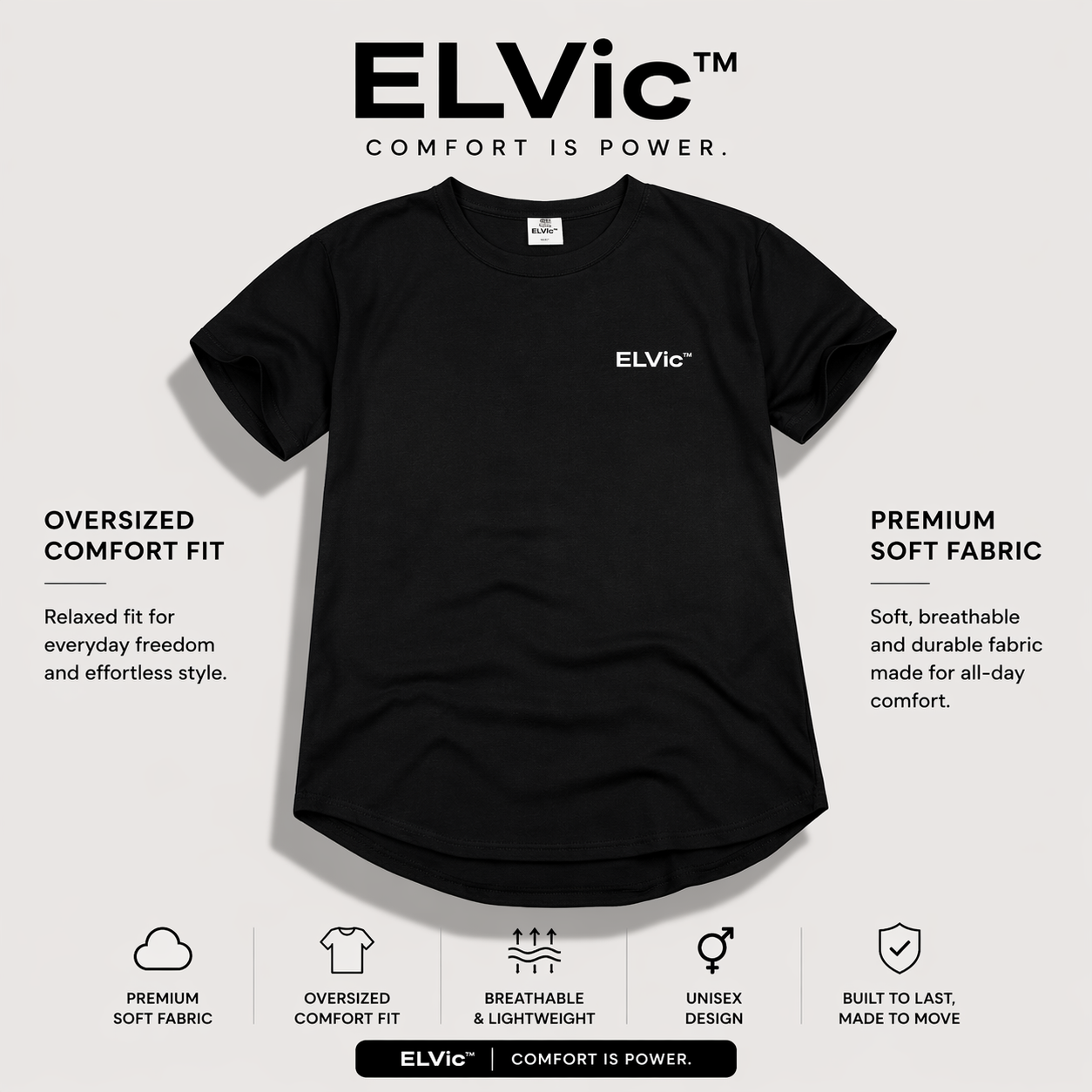 ELVic™ Oversized Premium T-Shirt – Comfort Streetwear Essential
