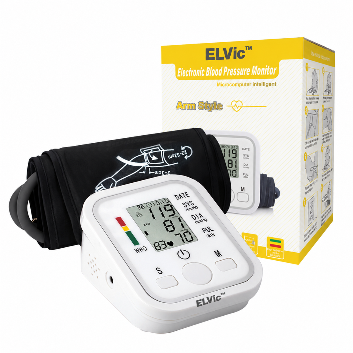 ELVic™ Automatic Upper-Arm Blood Pressure Monitor with Voice Guidance