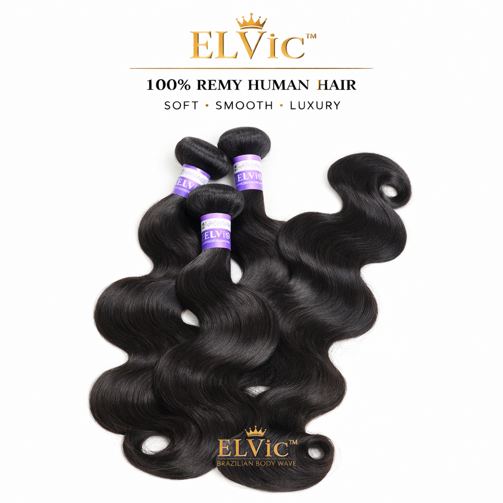 Brazilian Body Wave Human Hair Bundles with Closure – 100% Remy Hair (Natural Black)