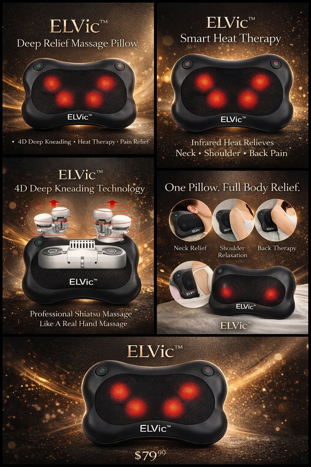 ELVic™ Deep Relief Neck Massage Pillow
