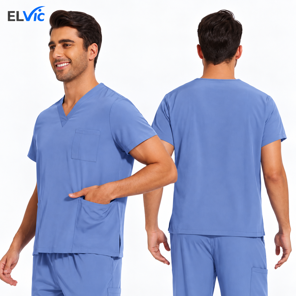 ELVic™ Men's Professional Stretch Medical Scrub Set