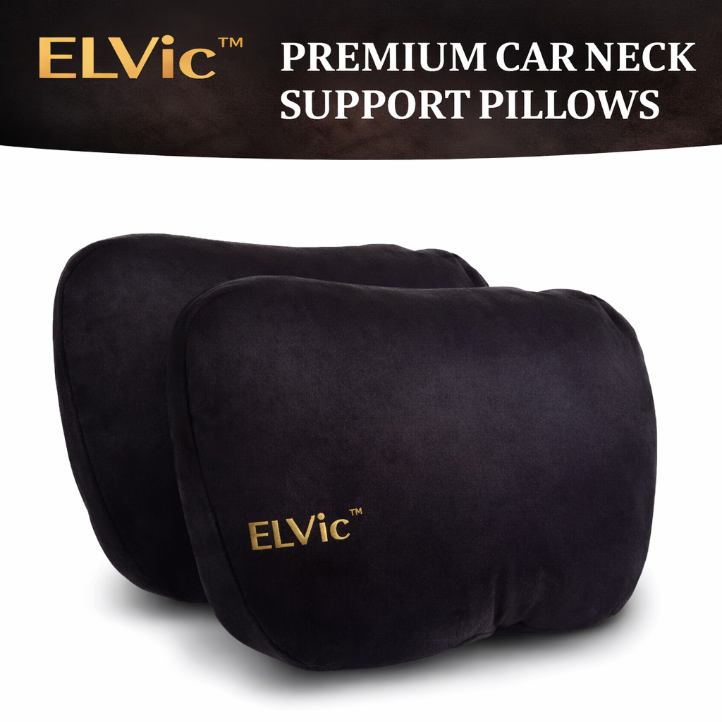 ELVic™ Premium Car Neck Support Pillow – Ergonomic Headrest Cushion for Comfortable Driving