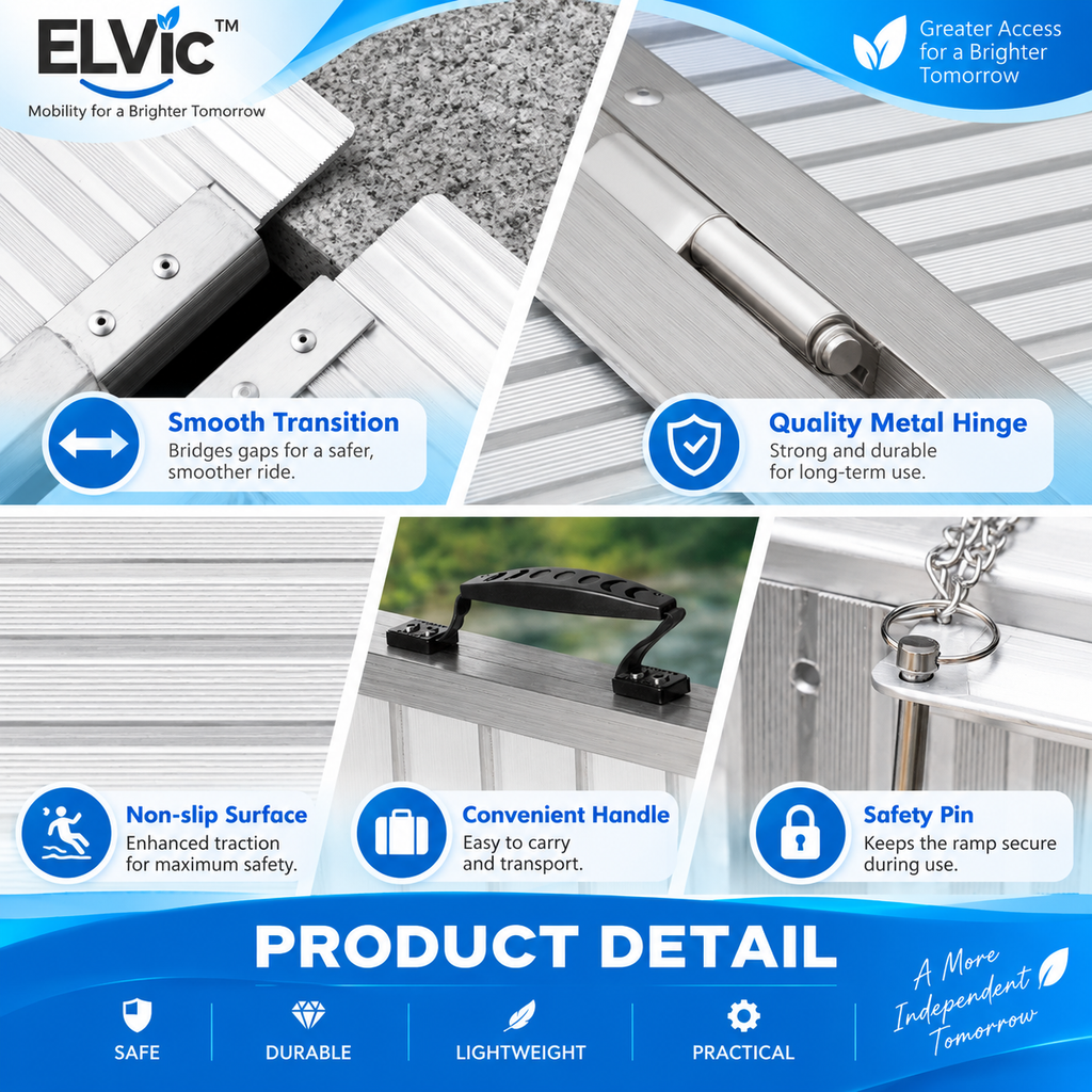 ELVic™ Portable Wheelchair Ramp – Foldable Mobility Access Ramp