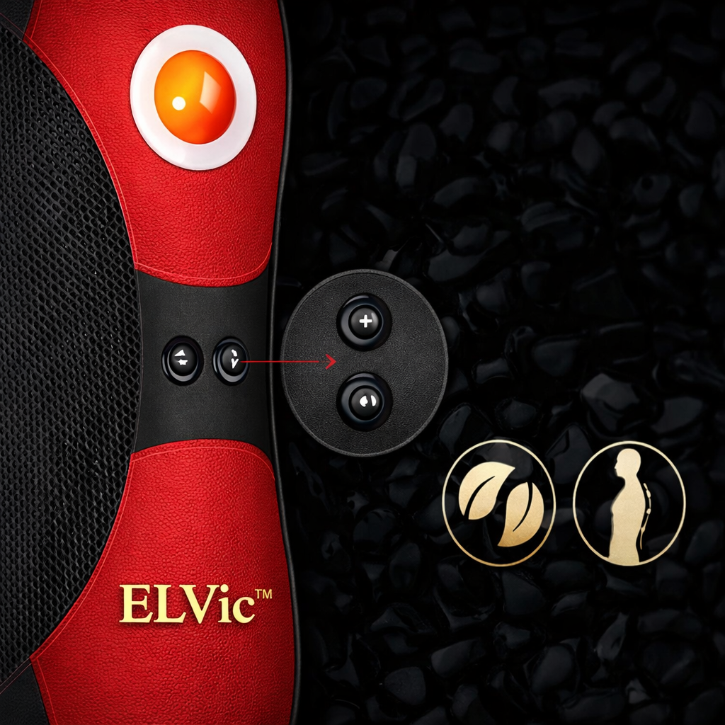 ELVic™ Shiatsu Lumbar Massage Pillow – Heated Neck, Back & Shoulder Relaxation Cushion