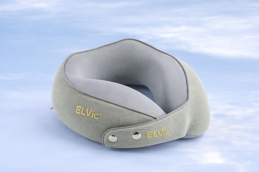 ELVic™ TravelLock Memory Foam Neck Pillow – Magnetic U-Shape Support for Comfortable Travel