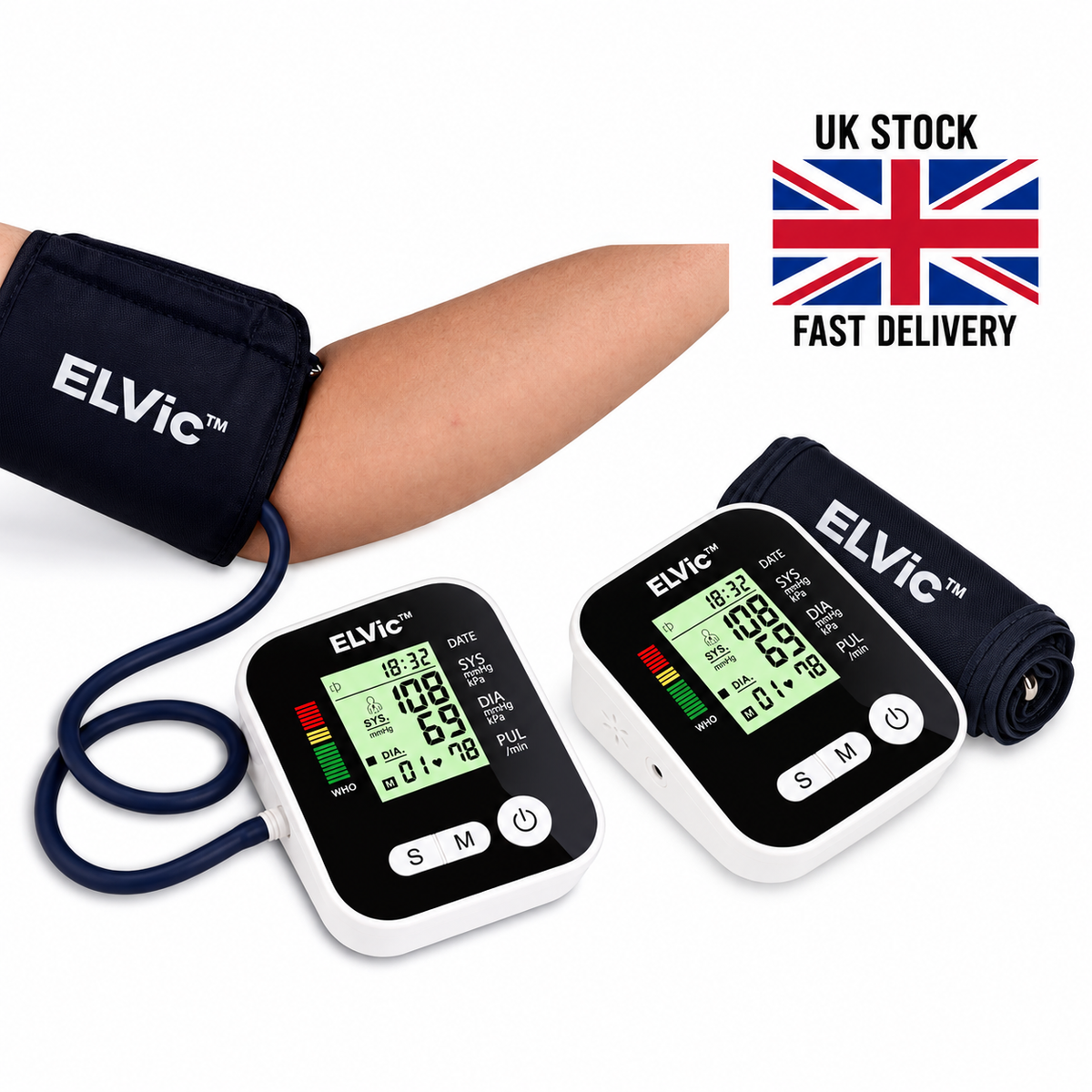 ELVic™ Digital Upper-Arm Blood Pressure & Heart Rate Monitor