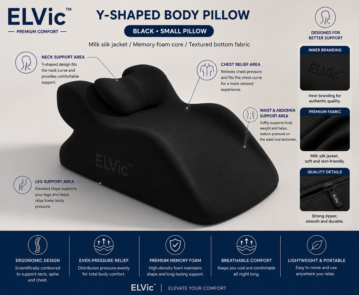 ELVic™ ElevatePro Memory Foam Support Pillow – Ergonomic Reading & Relaxation Cushion