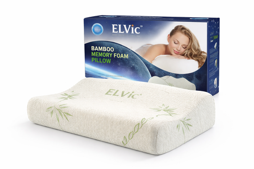 ELVic™ Bamboo Memory Foam Neck Pillow – Ergonomic Support & Comfortable Sleep