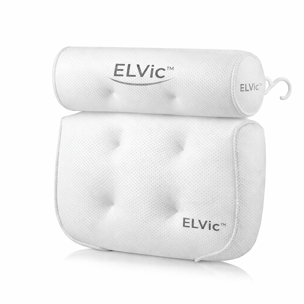 ELVic™ Luxury Mesh Bathtub Pillow with Suction Cups – Neck & Head Support for Ultimate Bath Comfort