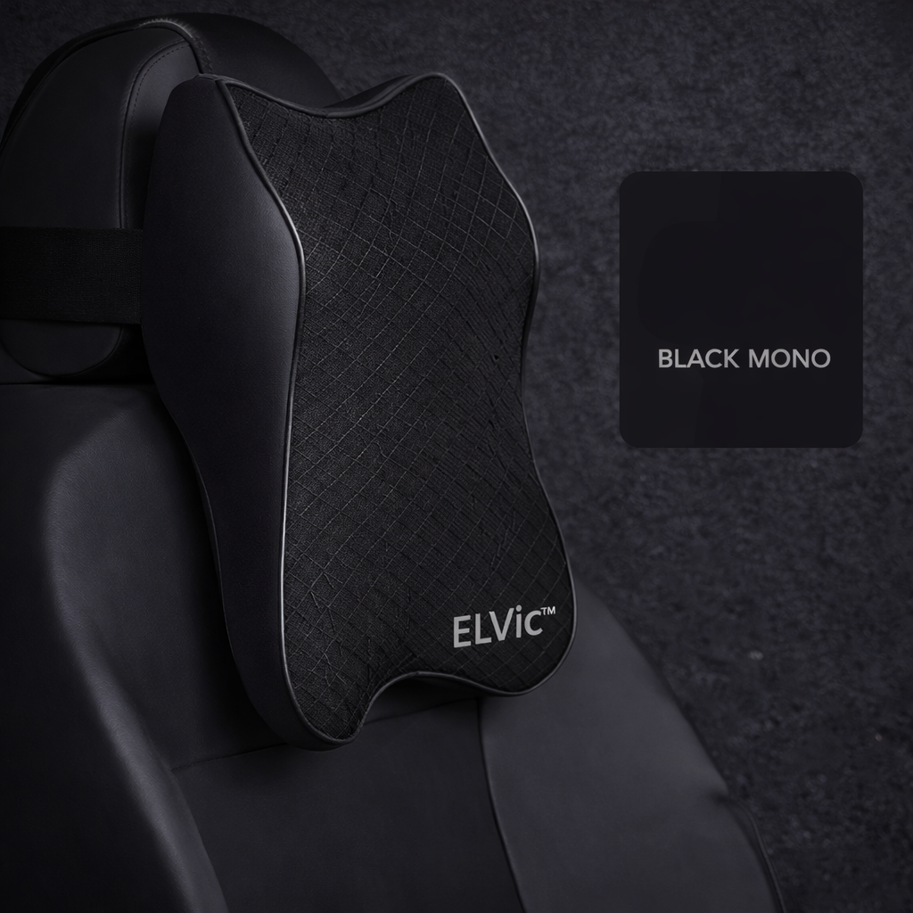 ELVic™ DriveComfort Memory Foam Car Neck Pillow – Ergonomic Headrest Support for Pain-Free Driving