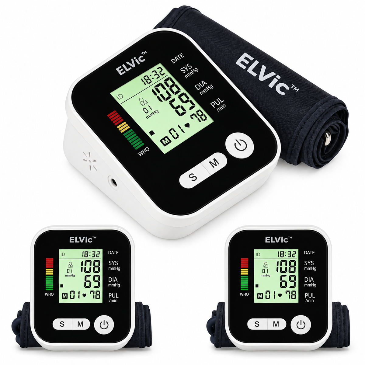 ELVic™ Digital Upper-Arm Blood Pressure & Heart Rate Monitor