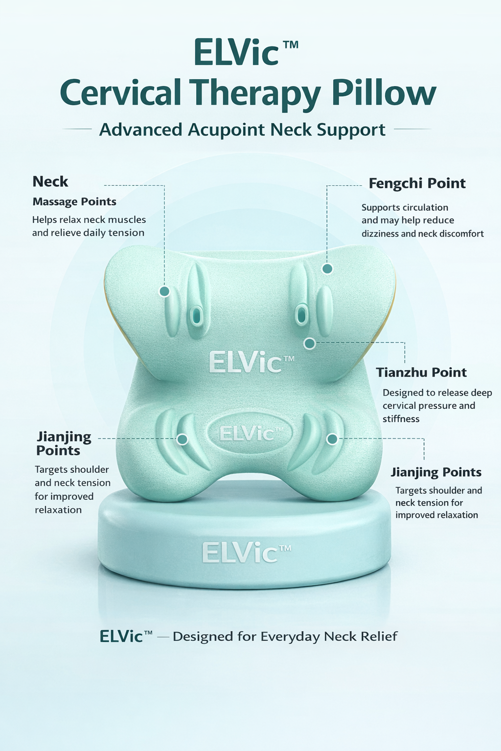 ELVic™ Smart Neck Massager – Cervical Spine Relief & Deep Tissue Therapy Pillow