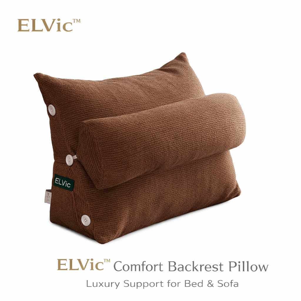 ELVic™ Ergonomic Waist Backrest Pillow – Lumbar Support Cushion for Bed, Sofa & Office