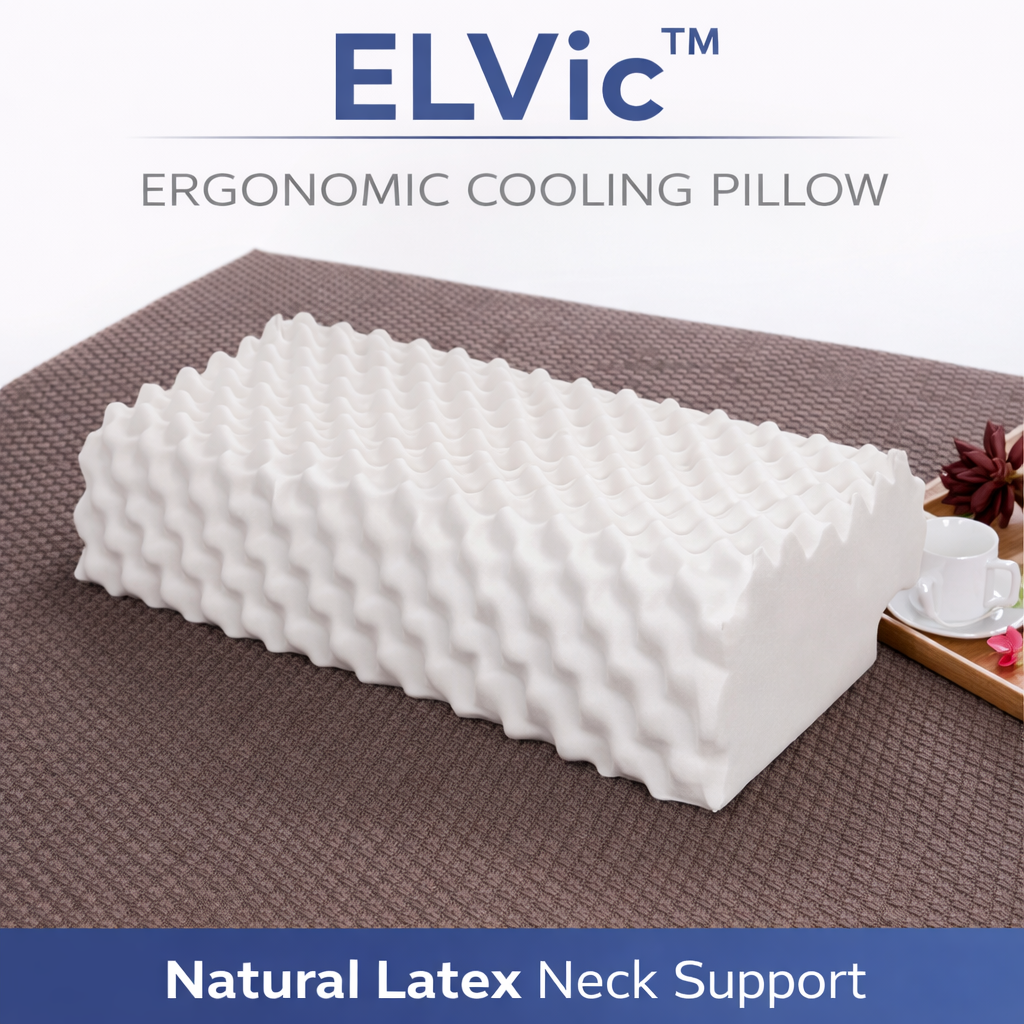ELVic™ Natural Latex Orthopedic Neck Pillow – Breathable Cooling Support for Deep Sleep