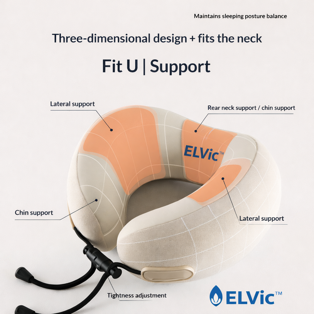 ELVic™ Foldable Travel Neck Pillow – Memory Foam Comfort for Flights, Cars & Relaxation