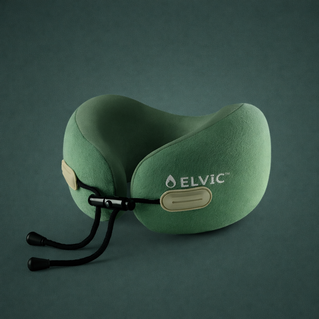 ELVic™ Foldable Travel Neck Pillow – Memory Foam Comfort for Flights, Cars & Relaxation