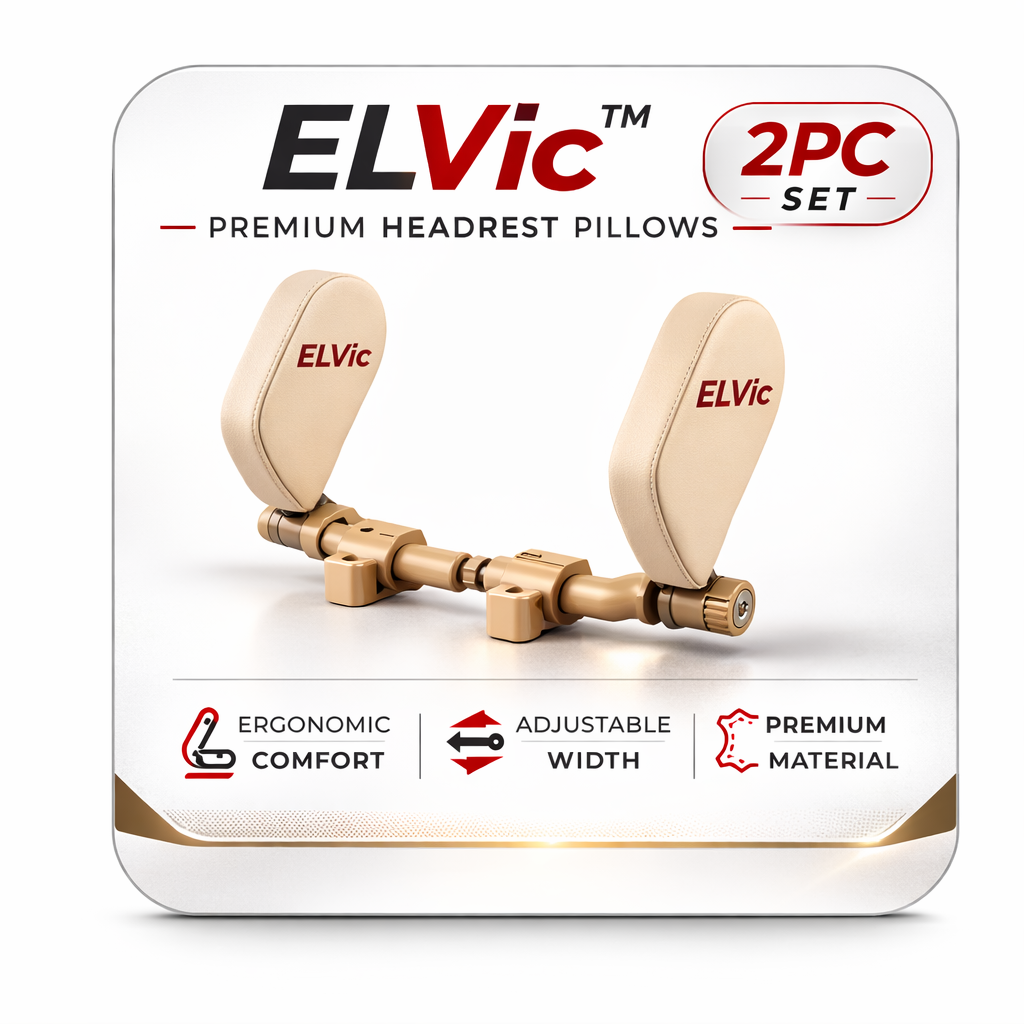 ELVic™ Adjustable Car Neck Support Pillow – Headrest for Driving & Travel Comfort