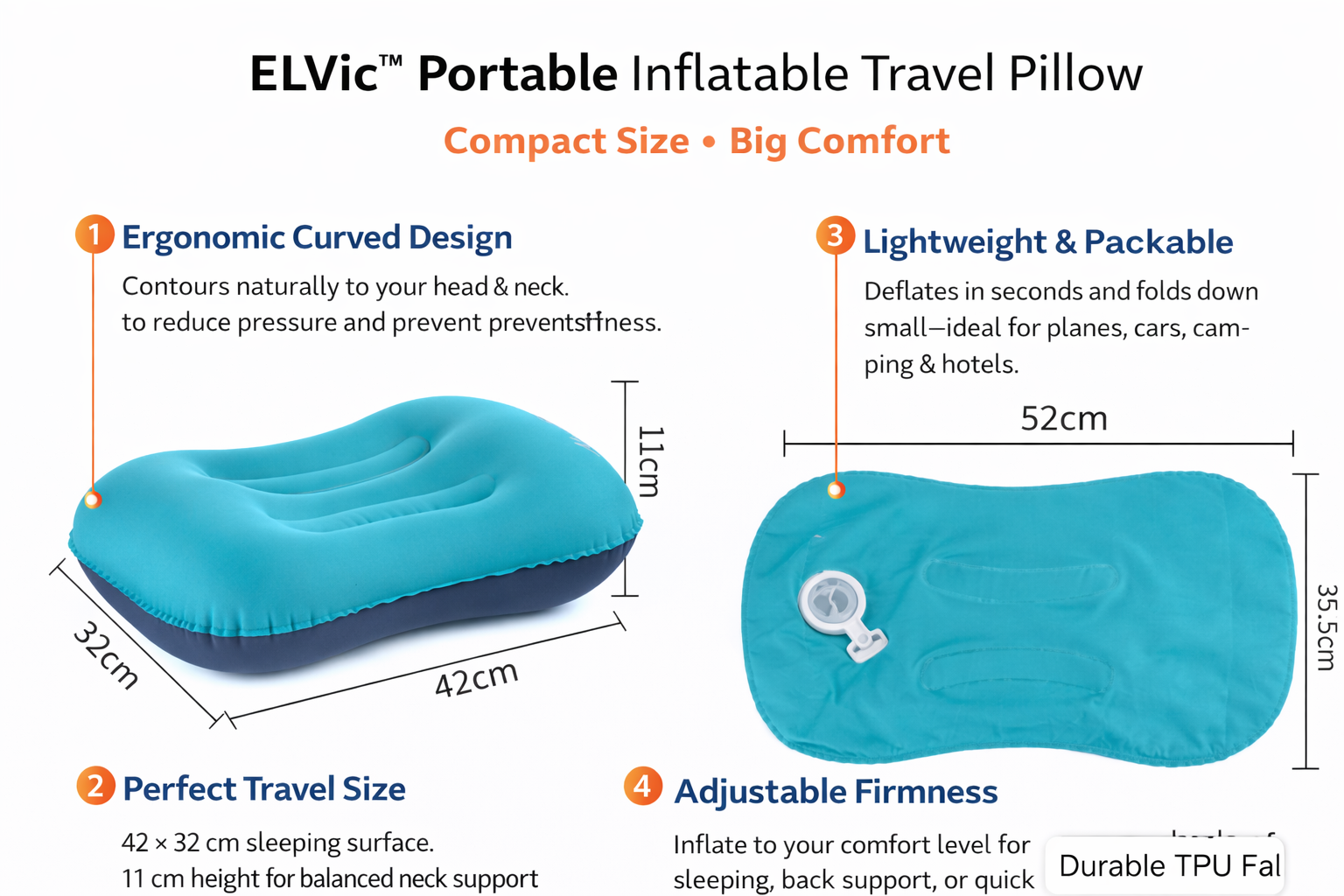 ELVic™ Inflatable Travel Neck Pillow – Portable U-Shaped Comfort