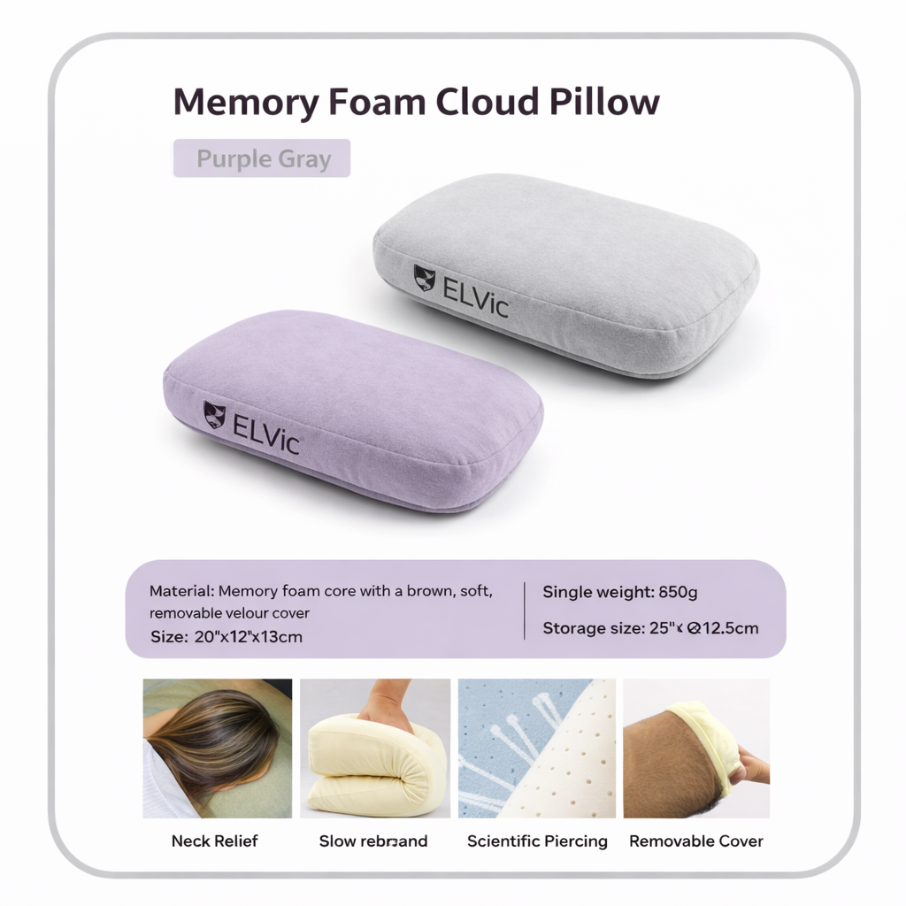 ELVic™ Memory Foam U-Shaped Neck Pillow | Slow Rebound Support for Travel & Relaxation
