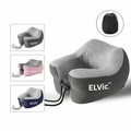 ELVic™ Premium Memory Foam Travel Neck Pillow – Portable Ergonomic Comfort for Airplane, Car & Office