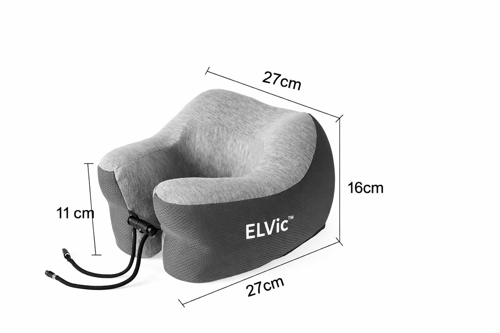 ELVic™ Premium Memory Foam Travel Neck Pillow – Portable Ergonomic Comfort for Airplane, Car & Office