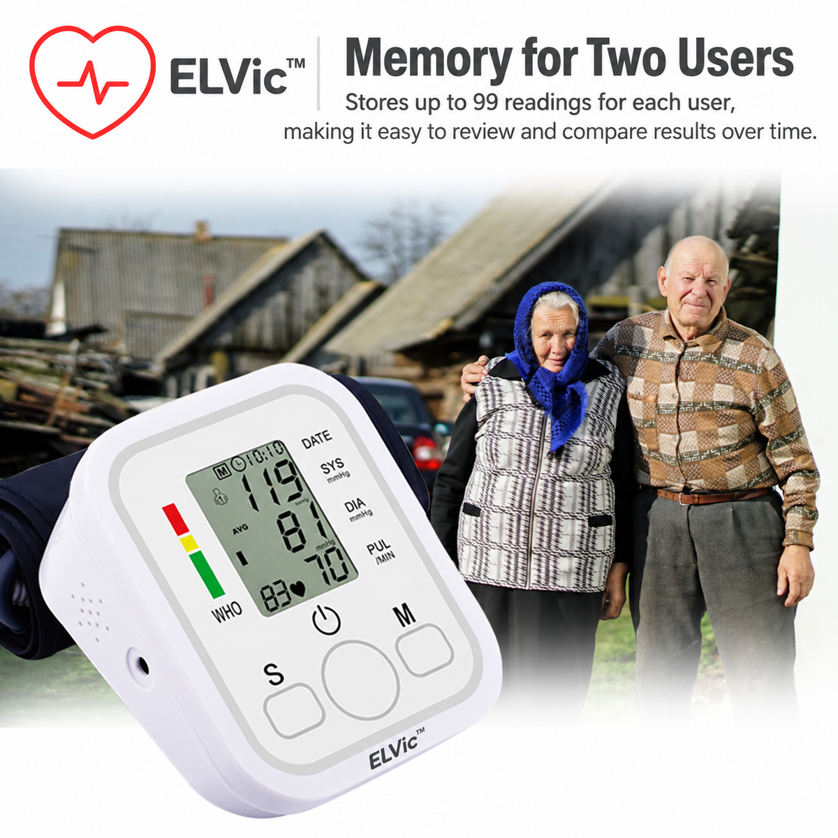 ELVic™ Automatic Upper-Arm Blood Pressure Monitor with Voice Guidance