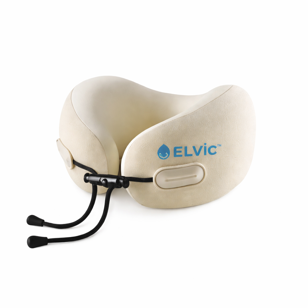 ELVic™ Foldable Travel Neck Pillow – Memory Foam Comfort for Flights, Cars & Relaxation