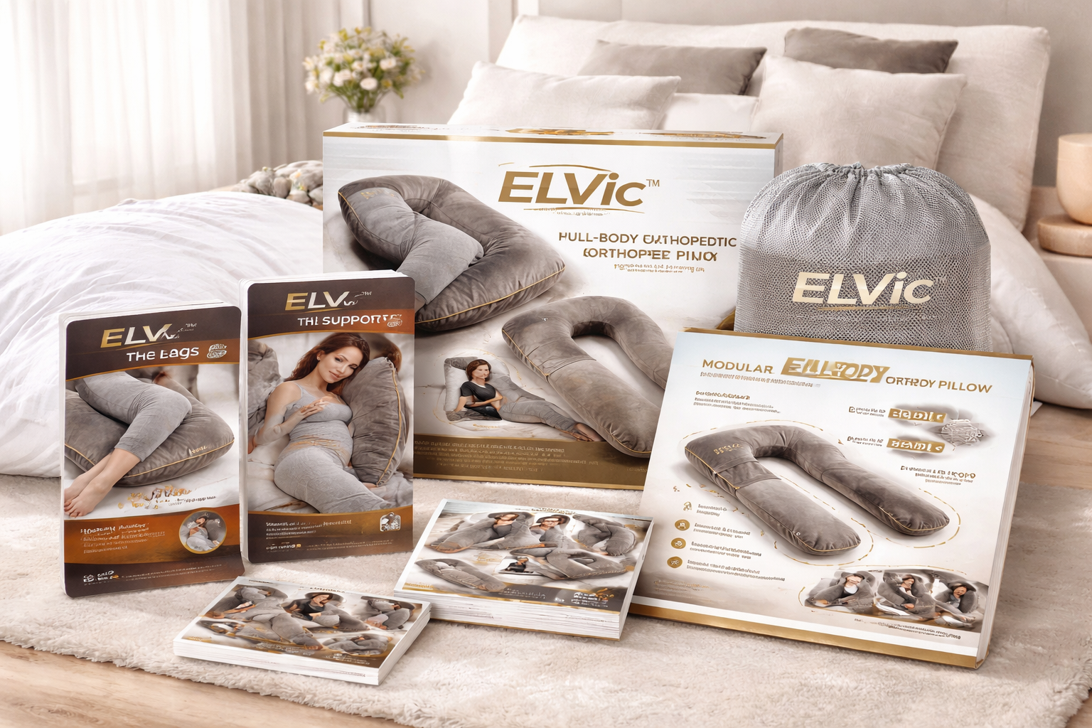 ELVic™ Full Body Support Pillow – Adjustable Maternity & Lumbar Comfort Cushion