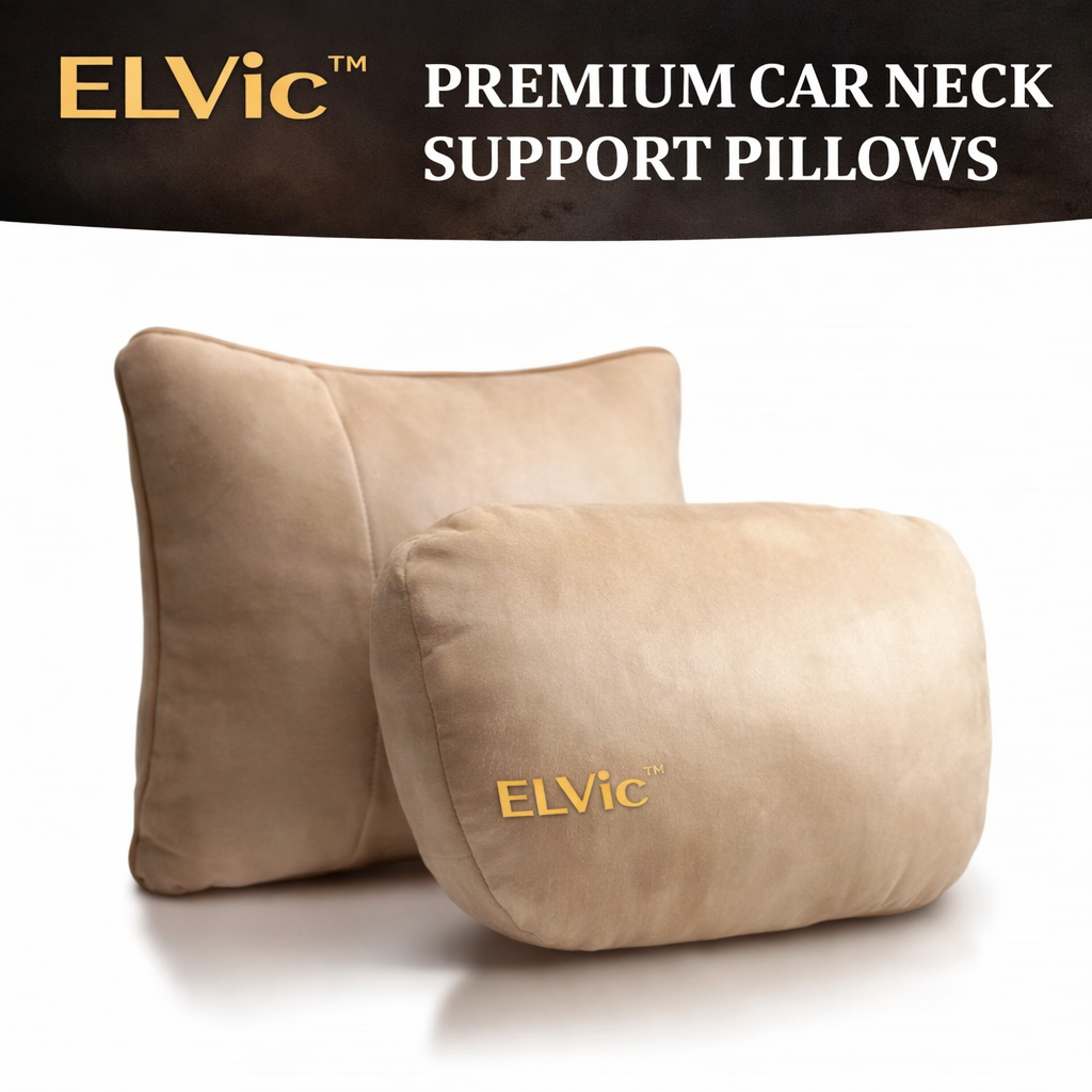 ELVic™ Premium Car Neck Support Pillow – Ergonomic Headrest Cushion for Comfortable Driving