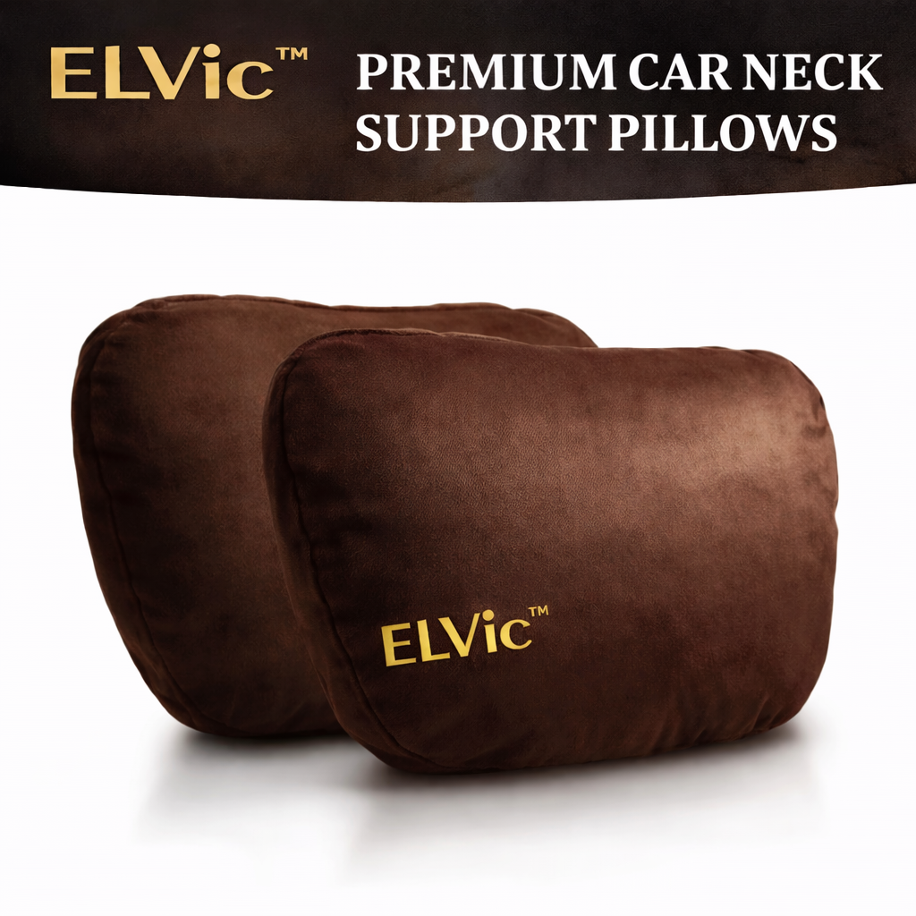 ELVic™ Premium Car Neck Support Pillow – Ergonomic Headrest Cushion for Comfortable Driving