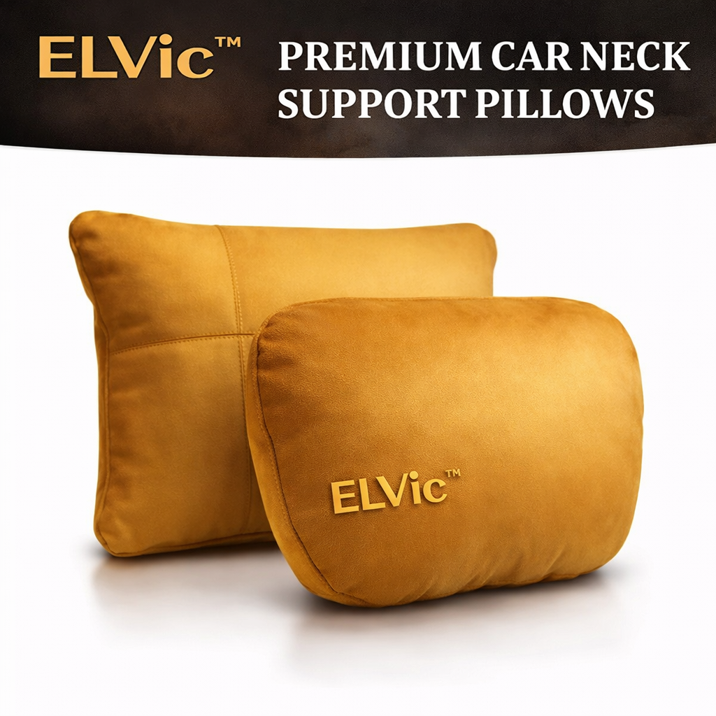 ELVic™ Premium Car Neck Support Pillow – Ergonomic Headrest Cushion for Comfortable Driving