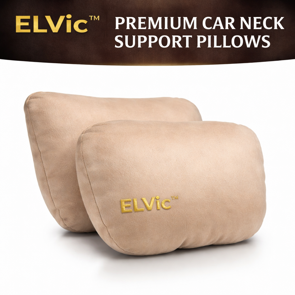 ELVic™ Premium Car Neck Support Pillow – Ergonomic Headrest Cushion for Comfortable Driving