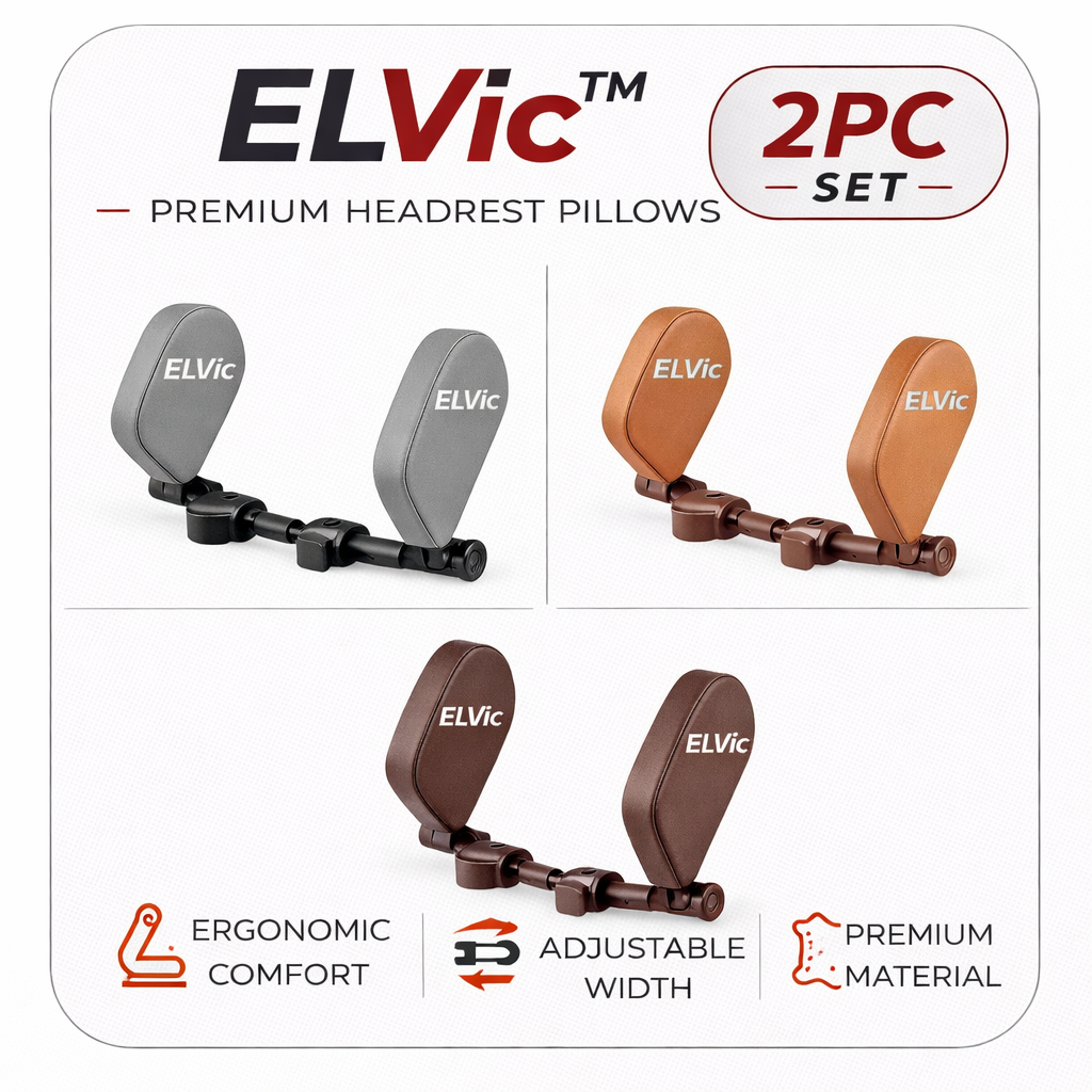 ELVic™ Adjustable Car Neck Support Pillow – Headrest for Driving & Travel Comfort