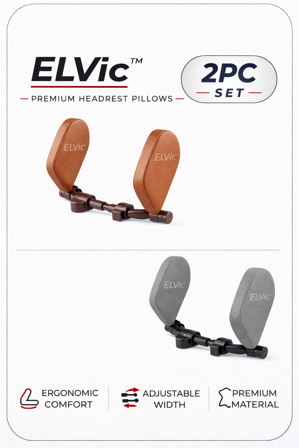 ELVic™ Adjustable Car Neck Support Pillow – Headrest for Driving & Travel Comfort