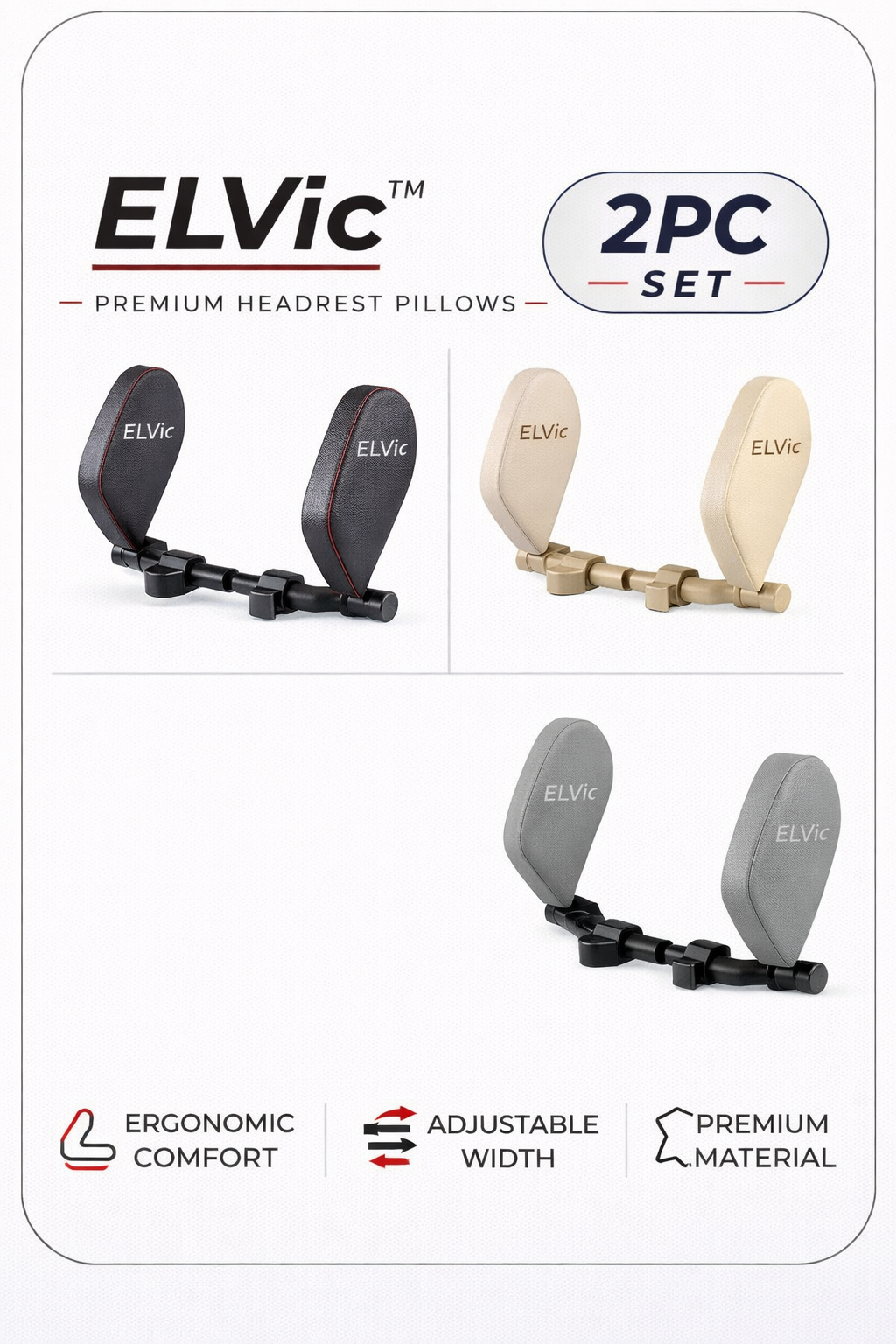 ELVic™ Adjustable Car Neck Support Pillow – Headrest for Driving & Travel Comfort