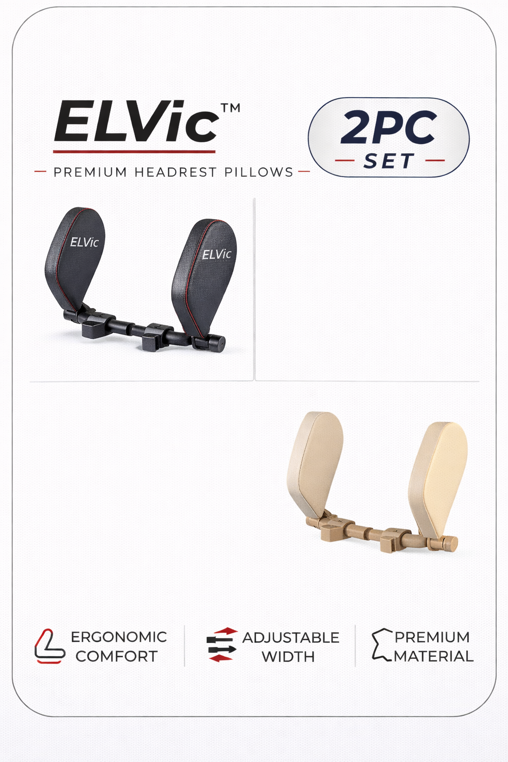 ELVic™ Adjustable Car Neck Support Pillow – Headrest for Driving & Travel Comfort