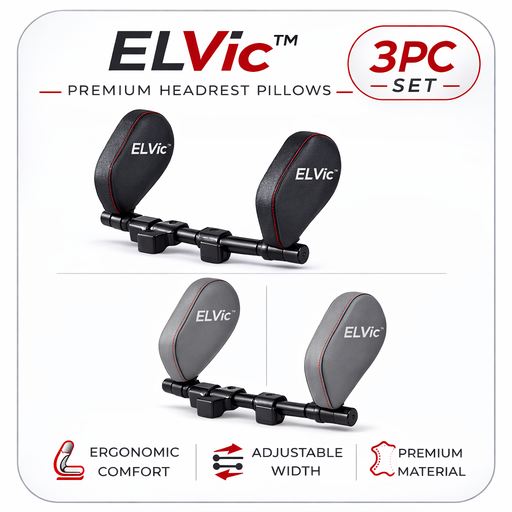 ELVic™ Adjustable Car Neck Support Pillow – Headrest for Driving & Travel Comfort