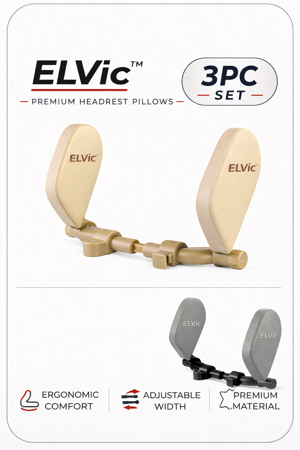 ELVic™ Adjustable Car Neck Support Pillow – Headrest for Driving & Travel Comfort