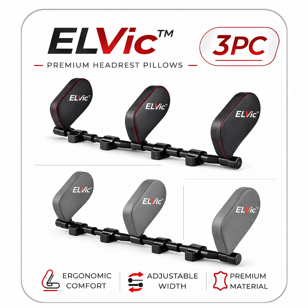 ELVic™ Adjustable Car Neck Support Pillow – Headrest for Driving & Travel Comfort