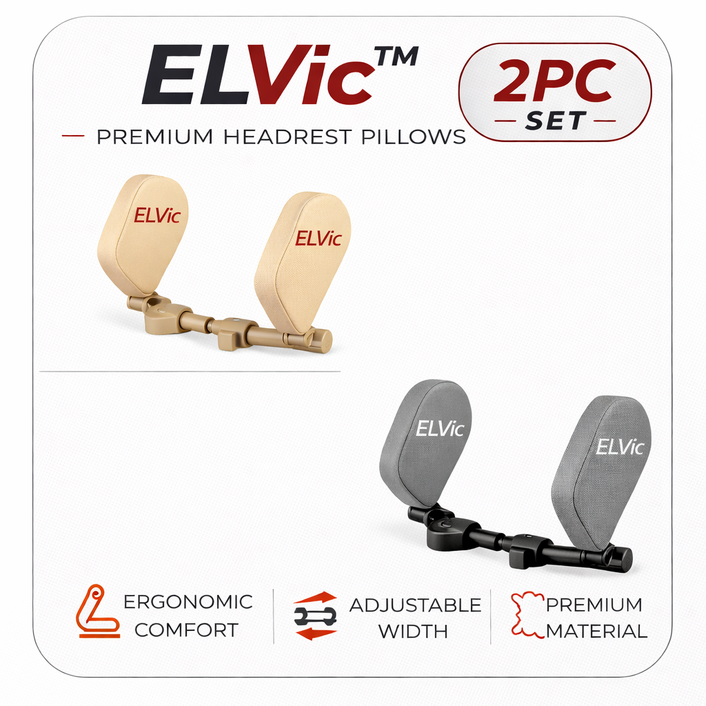 ELVic™ Adjustable Car Neck Support Pillow – Headrest for Driving & Travel Comfort