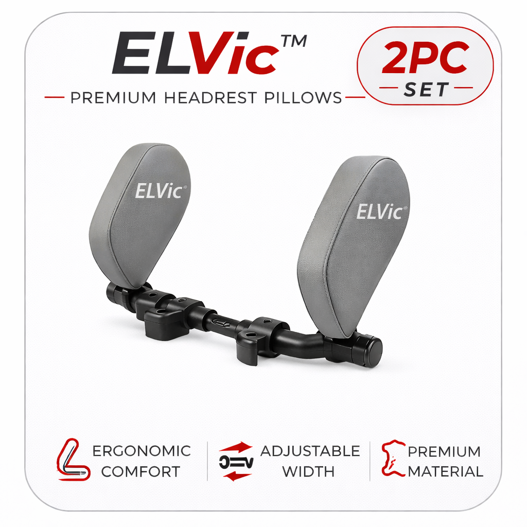 ELVic™ Adjustable Car Neck Support Pillow – Headrest for Driving & Travel Comfort