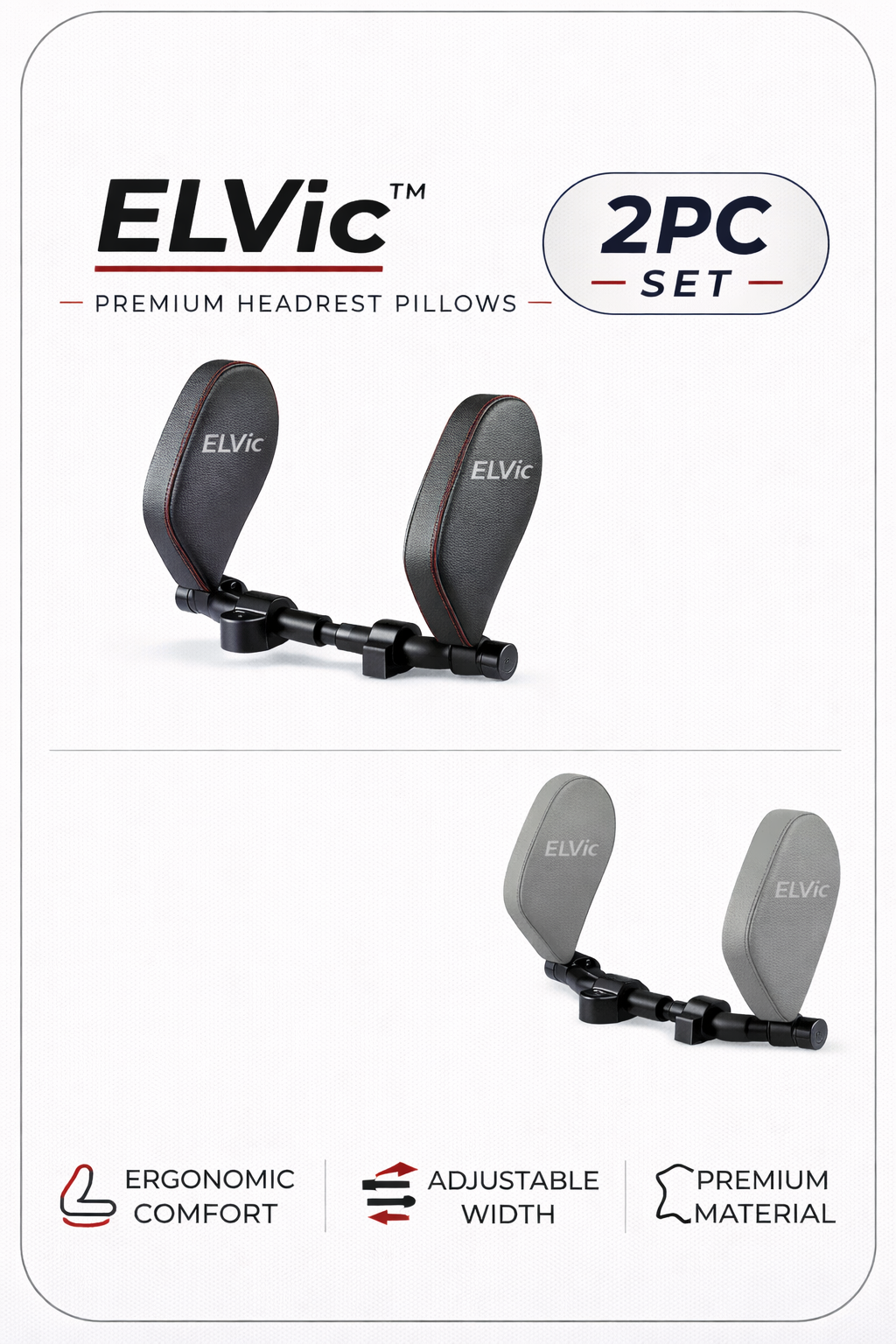 ELVic™ Adjustable Car Neck Support Pillow – Headrest for Driving & Travel Comfort