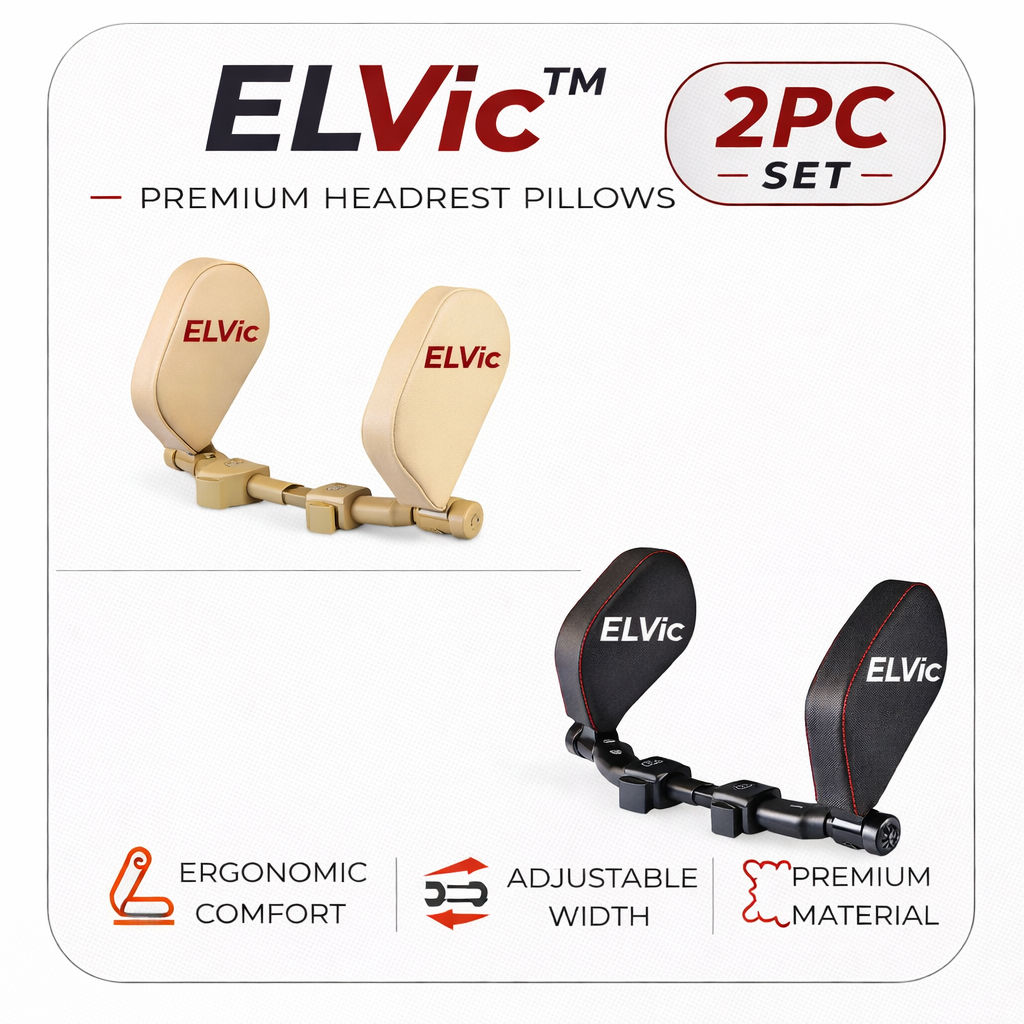 ELVic™ Adjustable Car Neck Support Pillow – Headrest for Driving & Travel Comfort