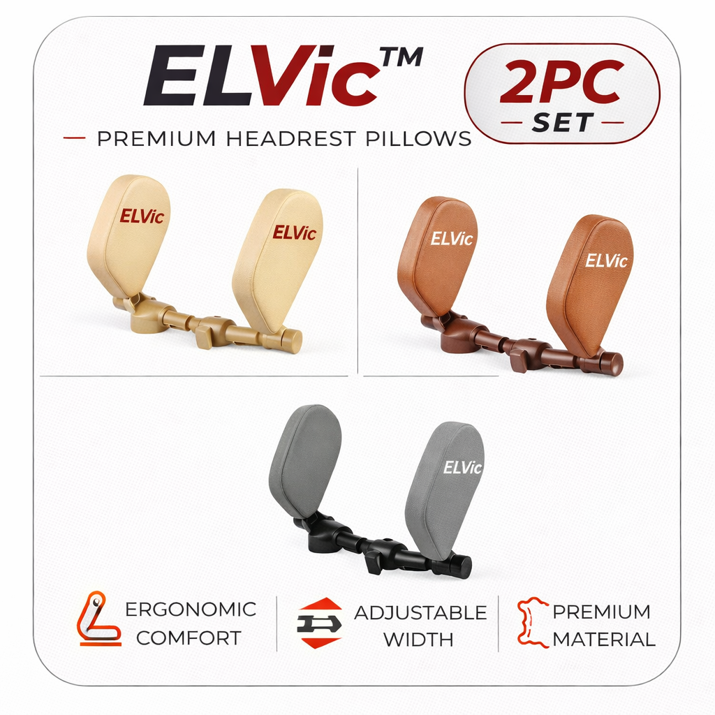 ELVic™ Adjustable Car Neck Support Pillow – Headrest for Driving & Travel Comfort