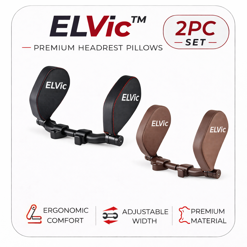 ELVic™ Adjustable Car Neck Support Pillow – Headrest for Driving & Travel Comfort