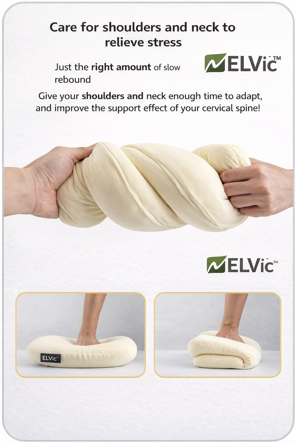 ELVic™ Memory Foam U-Shaped Neck Pillow | Slow Rebound Support for Travel & Relaxation